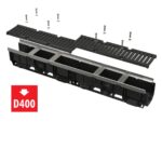 Entwässerungsrinne 100 mm mit Metallrand, Gussrost