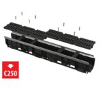Entwässerungsrinne 100 mm mit Metallrand, Rost – Komposite