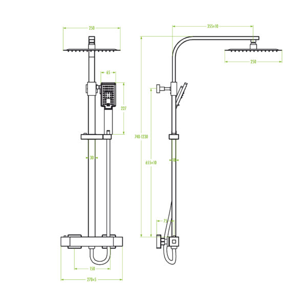 Duschsystem KVADRATO mit Thermostat – Bild 2