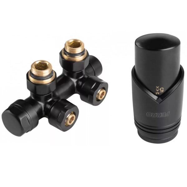 Heizkörper Integriertes Winkelthermostat-Set, schwarz