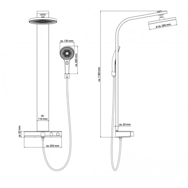 SAMO Überkopf-Brauseset mit Thermostat – Bild 2