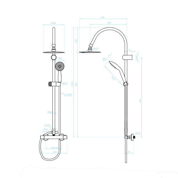 FOX Duschsystem mit Thermostat – Bild 3