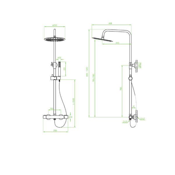 PRETTO Duschsystem mit Armatur chrom – Bild 2