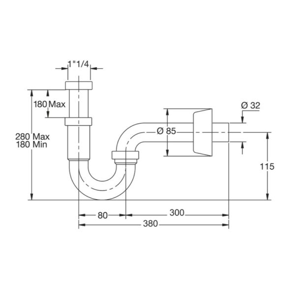 Röhrensiphon MONSTER Tubular 5/4" D32x300 – Bild 2
